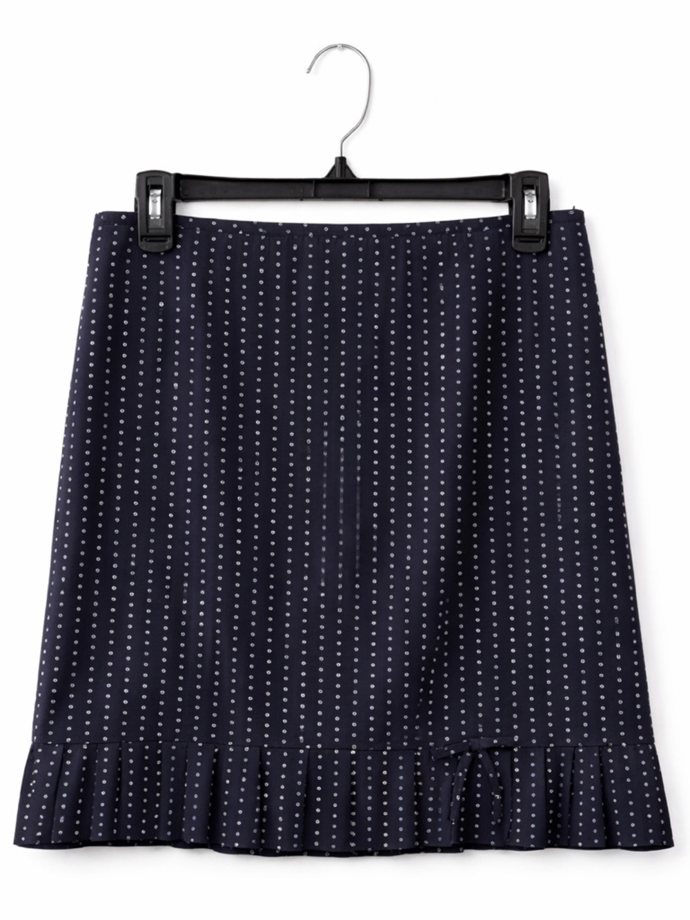 LOFT Ann Taylor Polka Dot Ruffle Skirt Women’s 4 Navy White Lined